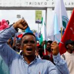 A Somali man reacts during a march against the Ethiopia-Somaliland port deal along KM4 street in Mogadishu, Somalia on January 11, 2024. PHOTO | REUTERS